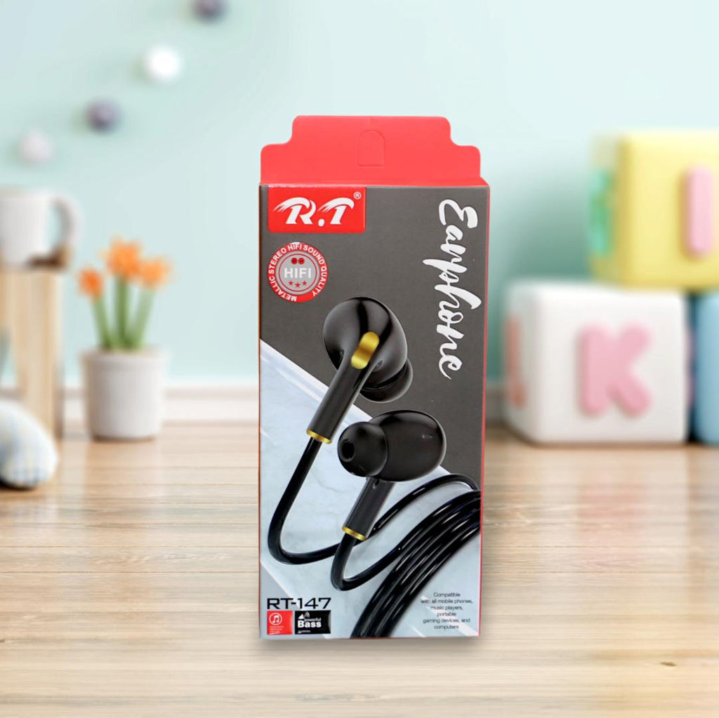 Super Bass Wired Earphones Tangle Free Black AS Electro