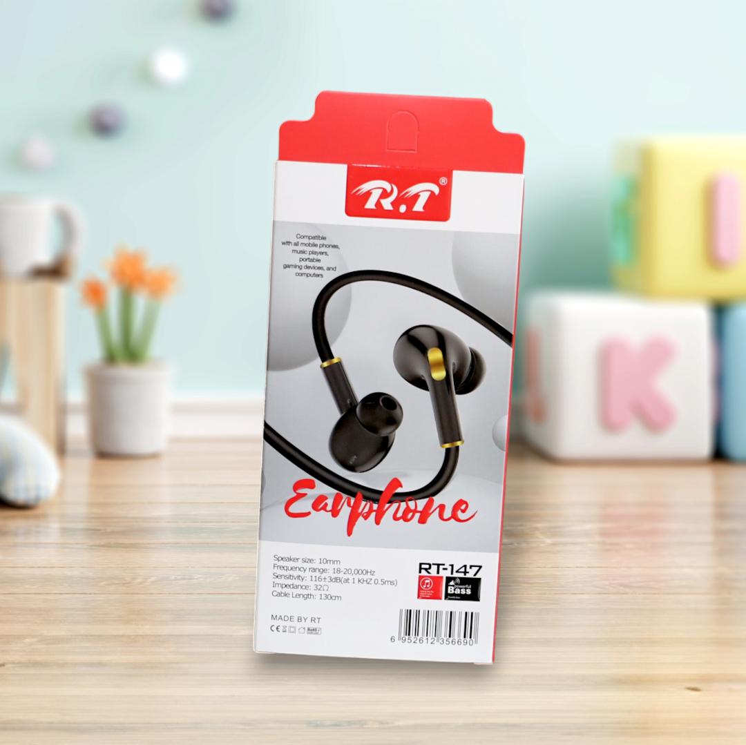 Super Bass Wired Earphones Tangle Free Black AS Electro