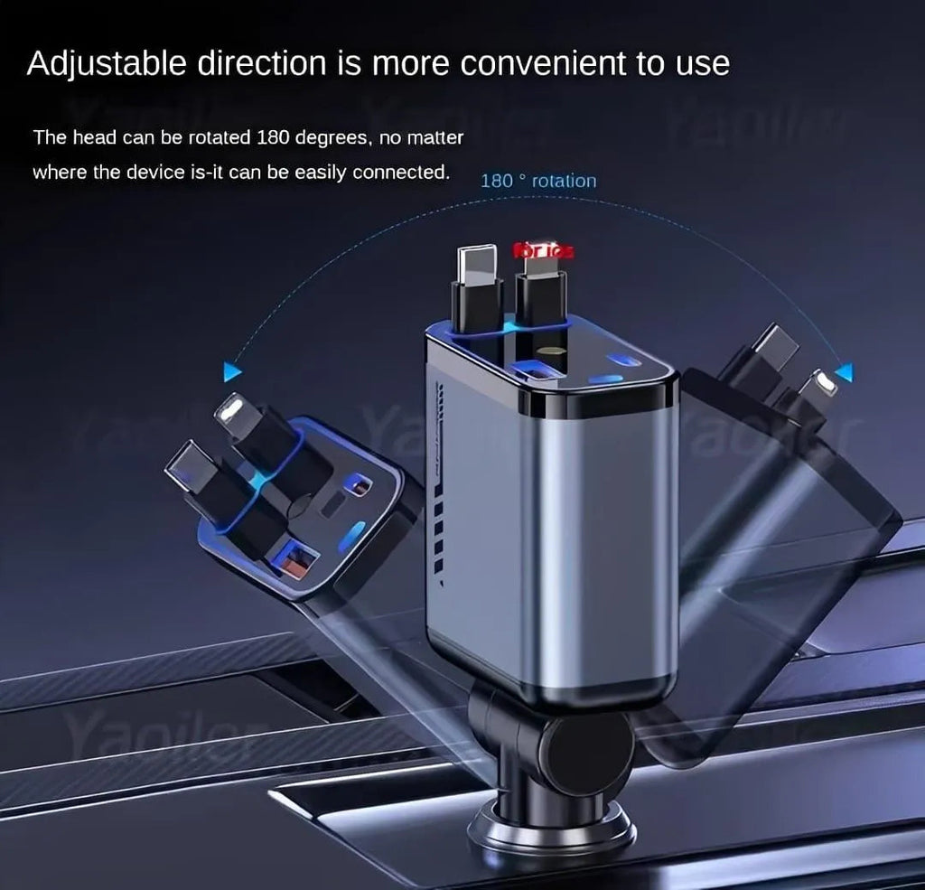 20W Fast Car Charger 180 Degree Adjustable Metal Black AS Electro