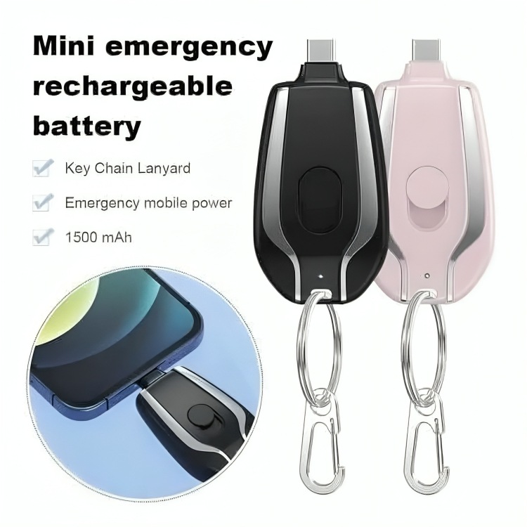 Keychain Power Bank Fast Charging Portable Black AS Electro