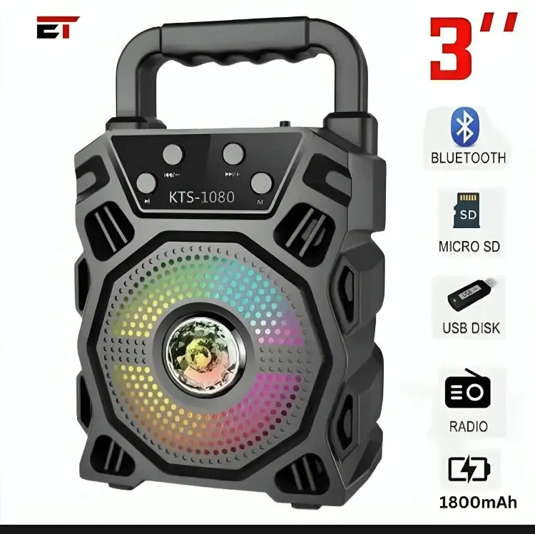 Super Bass Bluetooth Speaker 3 Inch FM USB SD Black AS Electro