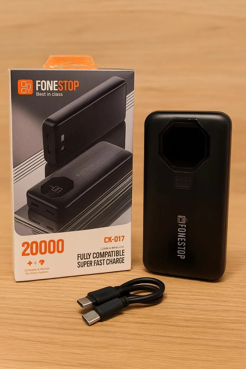 20000mAh Power Bank 3 Port Fast Charging USB C Black AS Electro