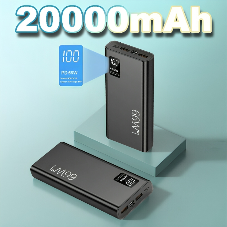 20000mAh Power Bank 65W Fast Charging 3 Port Black AS Electro