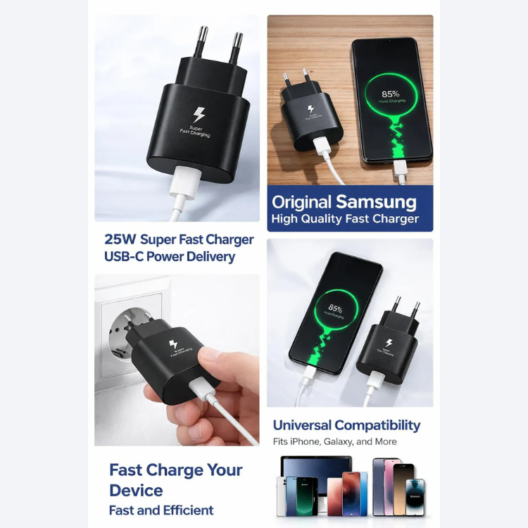 Samsung 25W PD Fast Charger USB C Black AS Electro